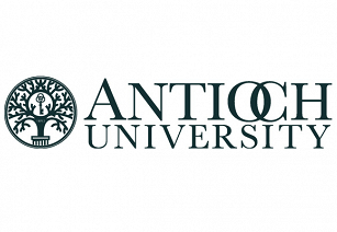 Antioch University Logo which includes the institution's name and a graphic of a tree sprouting from a column and key at the center of the branches.