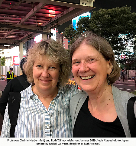 Professors Christie Herbert and Ruth Wilmot smiling for camera during 2019 Summer Study Abroad trip to Japan